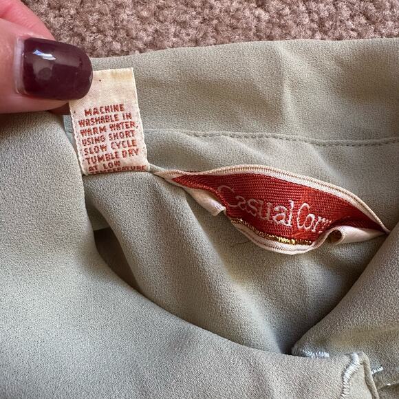 Vintage Jade Green Long-Sleeve Collared Blouse - Picture 7 of 10